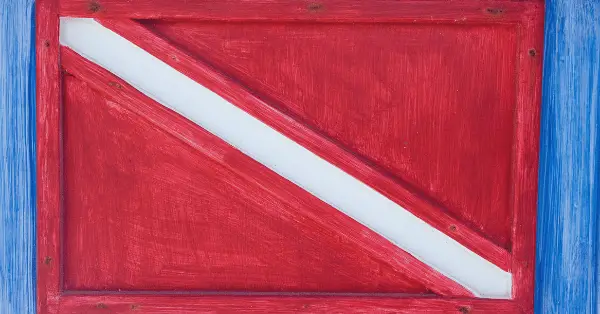 red flag with white diagonal strip